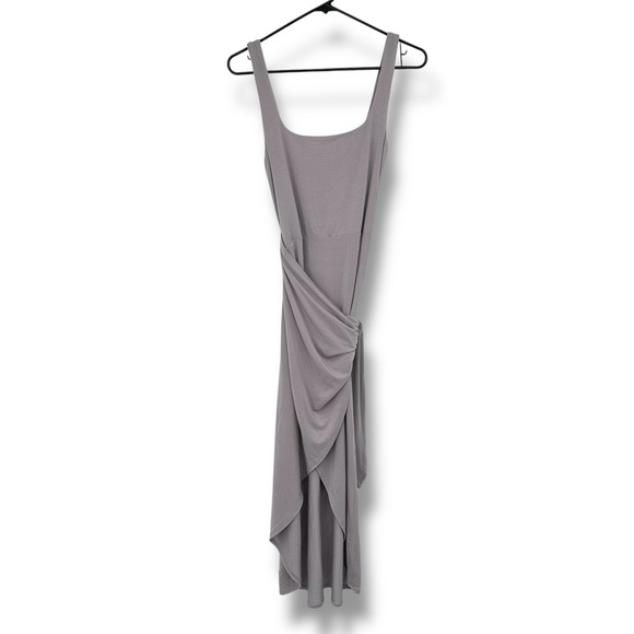 Aritzia Wilfred Saturn Midi Wrap Dress Square Neck Mauve Minimalist Balletcore S - Picture 5 of 13